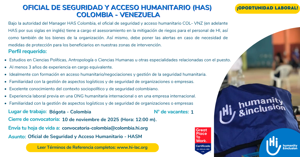 Oficial de Seguridad y Ayuda Humanitaria - Colombia y Venezuela