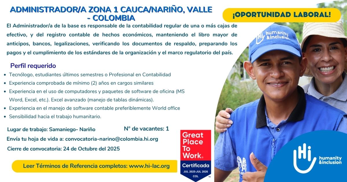 Administrador/a - Cauca, Nariño -Colombia