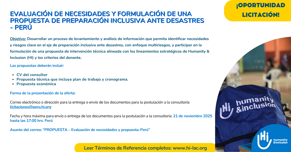 Evaluación de necesidades y Formulación de una propuesta de Preparación Inclusiva ante desastres - Perú