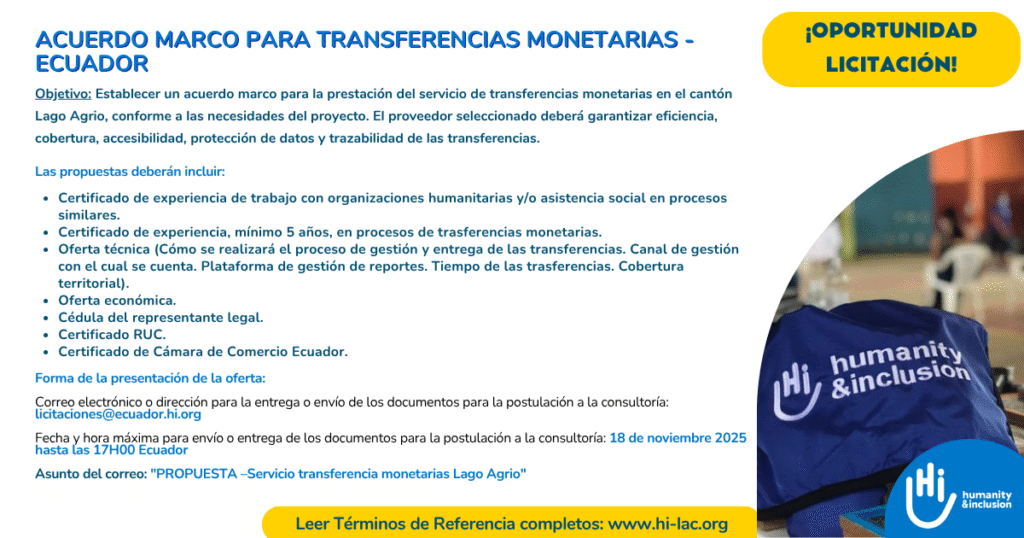 Acuerdo marco para transferencias Monetarias - Ecuador
