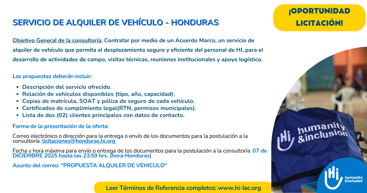 Servicio de Alquiler de vehículo - Honduras