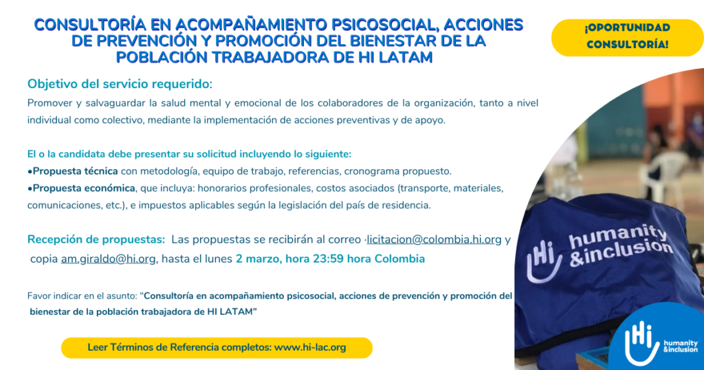 Términos de referencia para la contración de la consultoria para el cuidado emocional personal HI LAC,