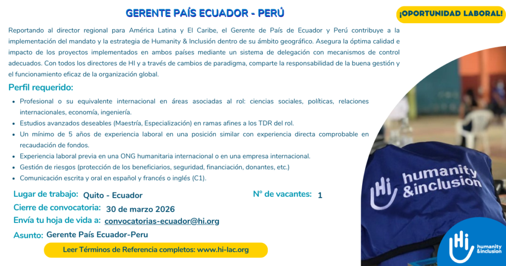 Contratación Gerente país Ecuador y Perú