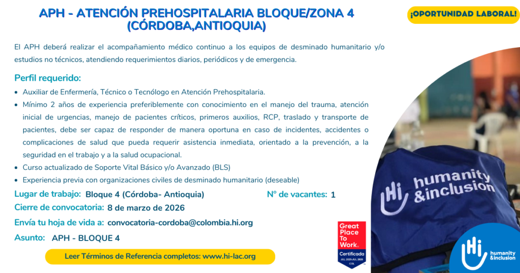 Convocatoria Atención Pre Hospitalaria Bloque 4 Colombia