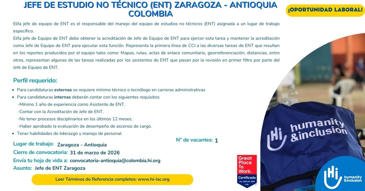Jefe de ENT Zaragoza – Antioquia