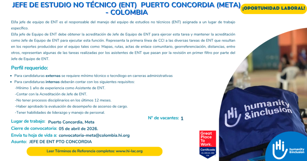 Convocatoria laboral Puerto Concordia Colombia