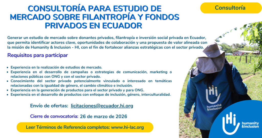 Consultoría para estudio de mercado sobre filantropía y fondos privados en Ecuador