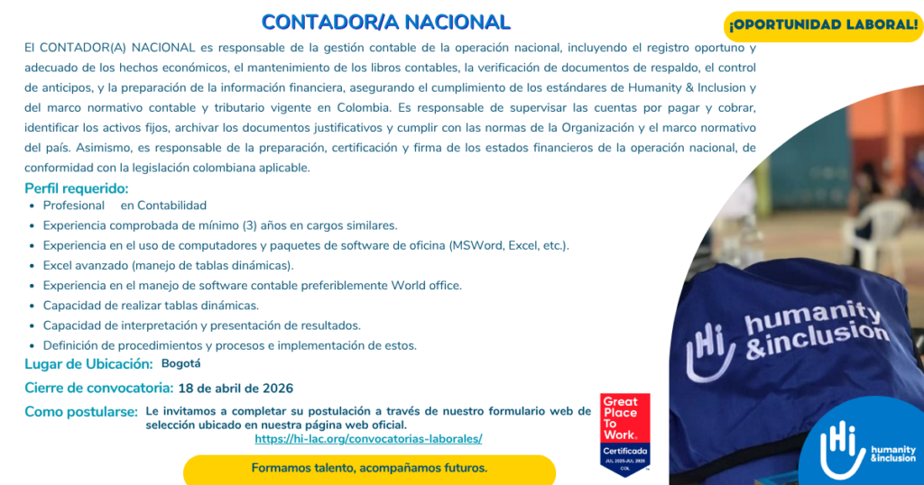 Convocatoria laboral contador