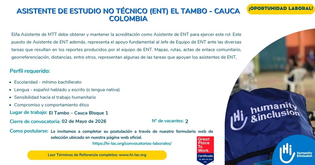 convocatoria laboral Cauca Colombia