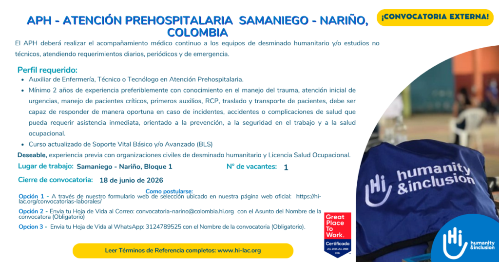 Convocatoria laboral Samaniego Nariño.
