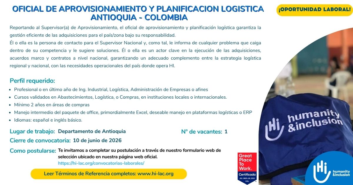 Convocartoria laboral Colombia Antioquia